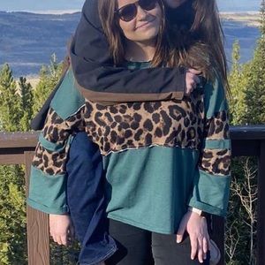 Teal & Cheetah Umgee Shirt